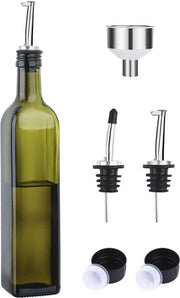 Olio d'oliva in vetro - Fusto di aceto verde 500ml con chiusura e beccuccio - Caraffa per olio d'oliva