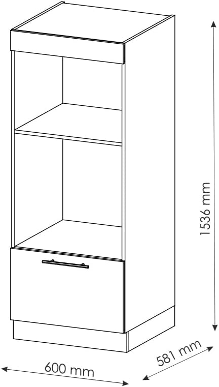 Mobile cucina microonde Fame-Line, Bianco lucido, 60 cm aperto, per la combinazione con altri moduli della serie Fame-Line