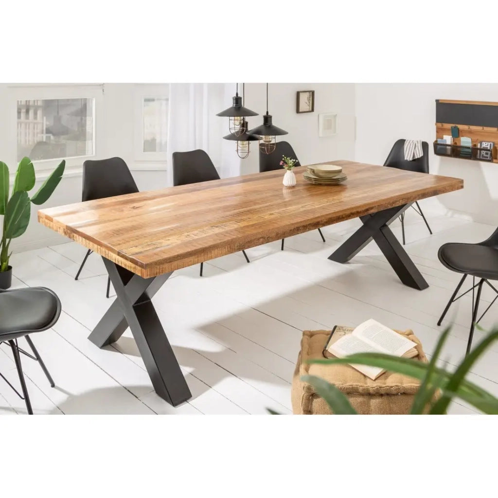 Tavolo da pranzo LODEN – Legno massiccio di mango verniciato – 240 cm – Stile industriale