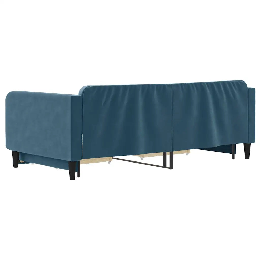 Divano letto | Sof¨¤ letto | Letto singolo Estraibile con Cassetti Blu 100x200 cm in Velluto