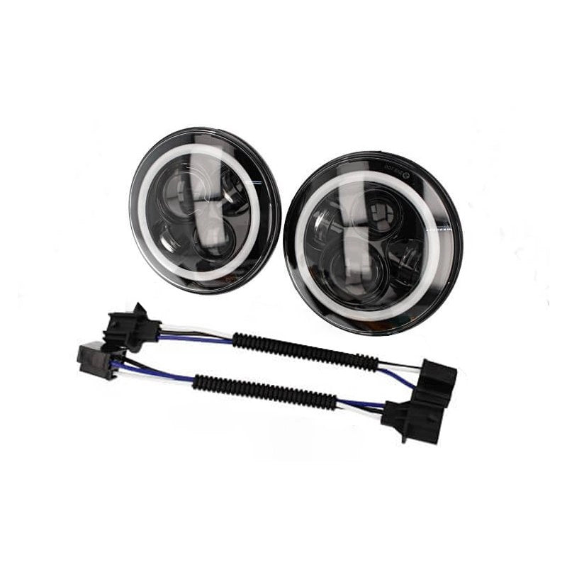 Coppia Faro Led Rotondo 7 Pollici Con DRL Angel Eyes Per Jeep Wrangler JK TJ Harley Davidson FJ Benz G55 Suzuki Jimny Land Rover Defender