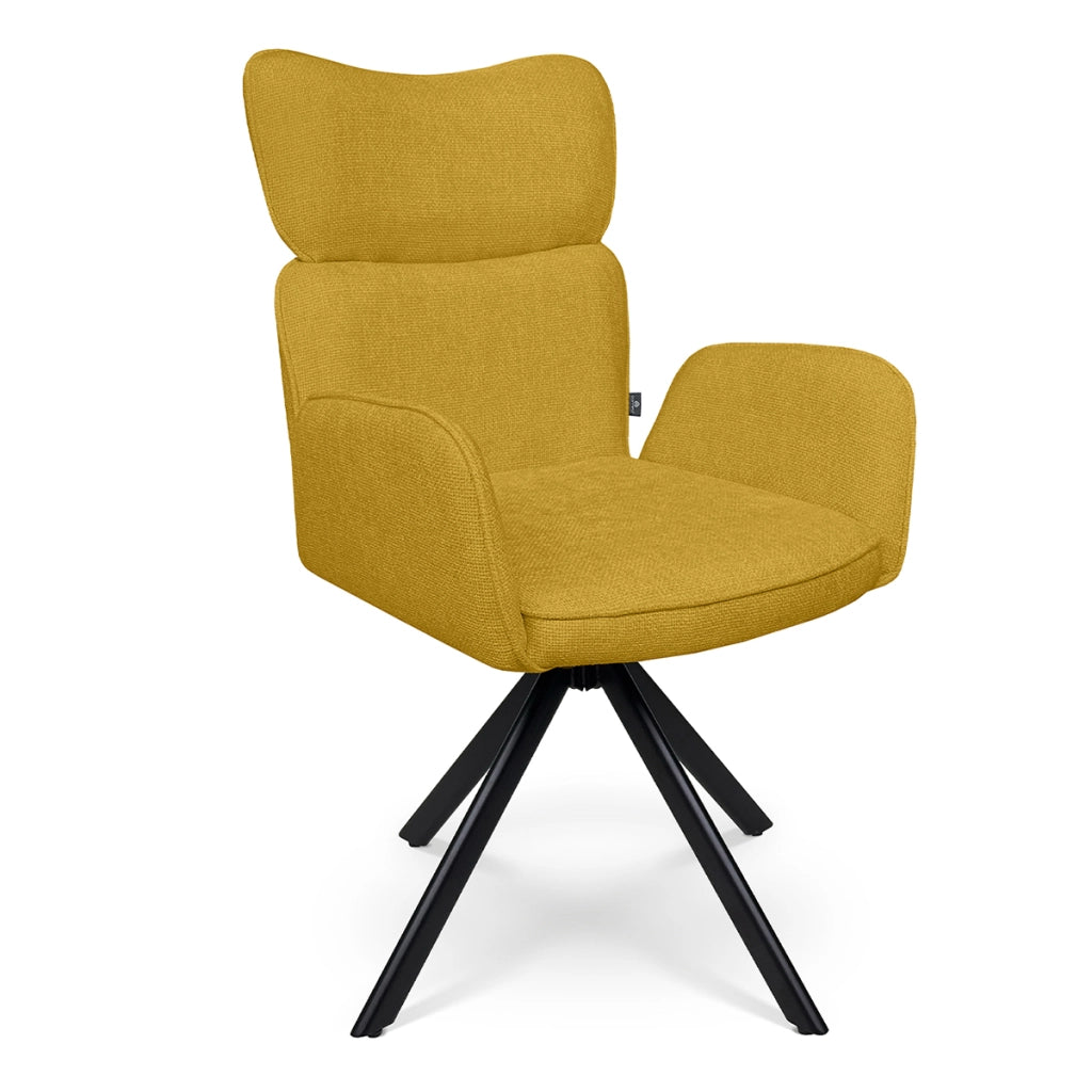Sedia ufficio in tessuto, poltrona girevole giallo senape – Oslo