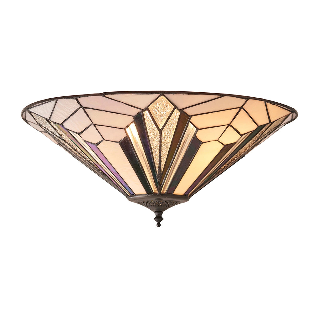 Plafoniera Tiffany Astoria vetro rotonda conica 2xE27