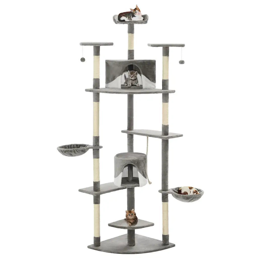Albero per Gatti e Tiragraffi in Sisal 203 cm Grigio e Bianco CFW7584641