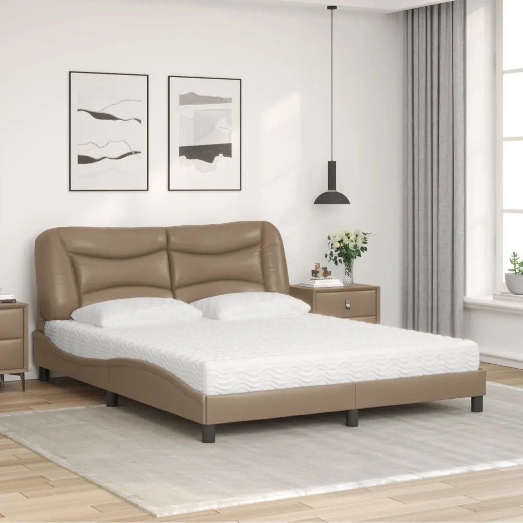 Letto con Materasso Hvar Cappuccino 160x200cm Similpelle 3208735