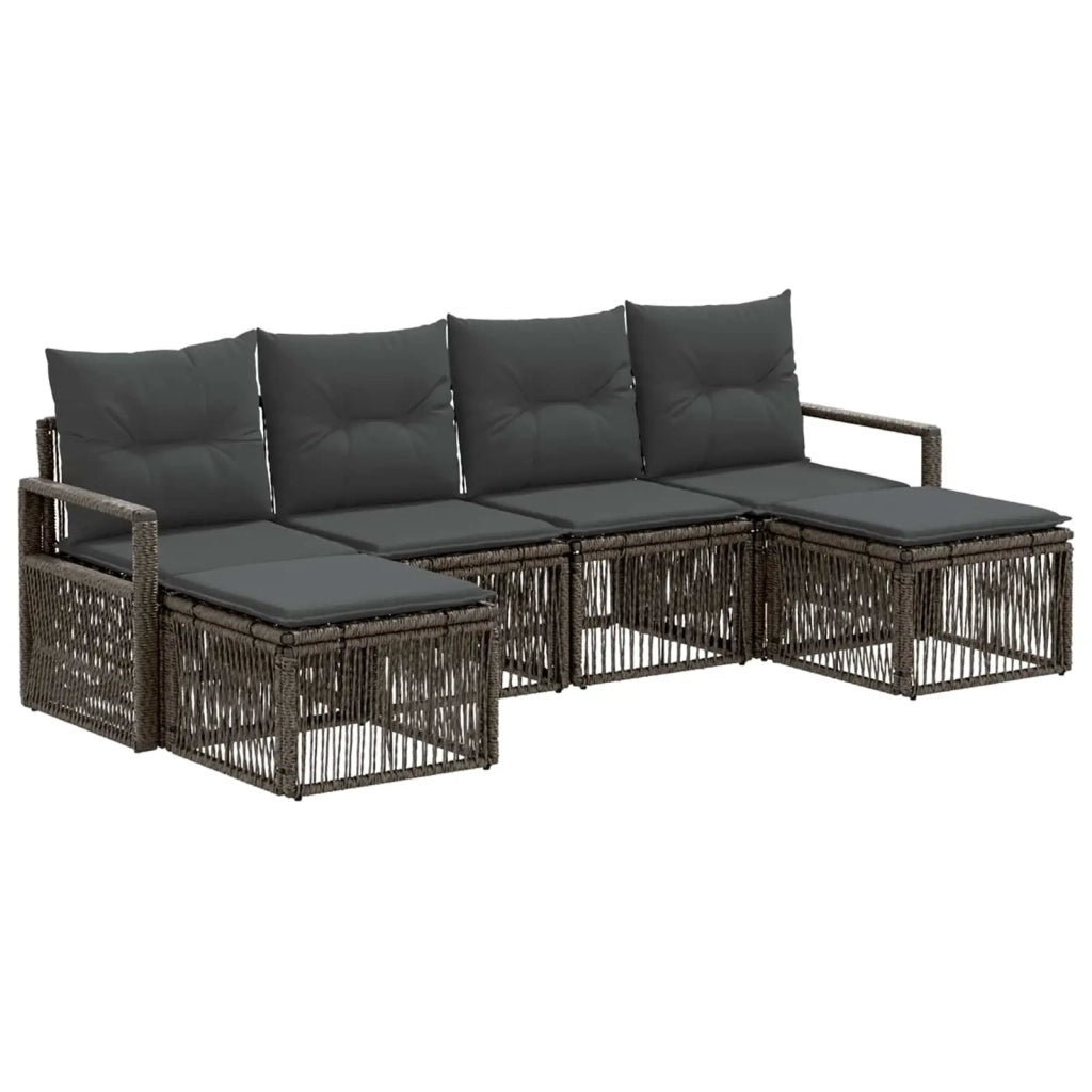 Set Divano da Giardino 6 pcs Grigio polyrattan 3435791