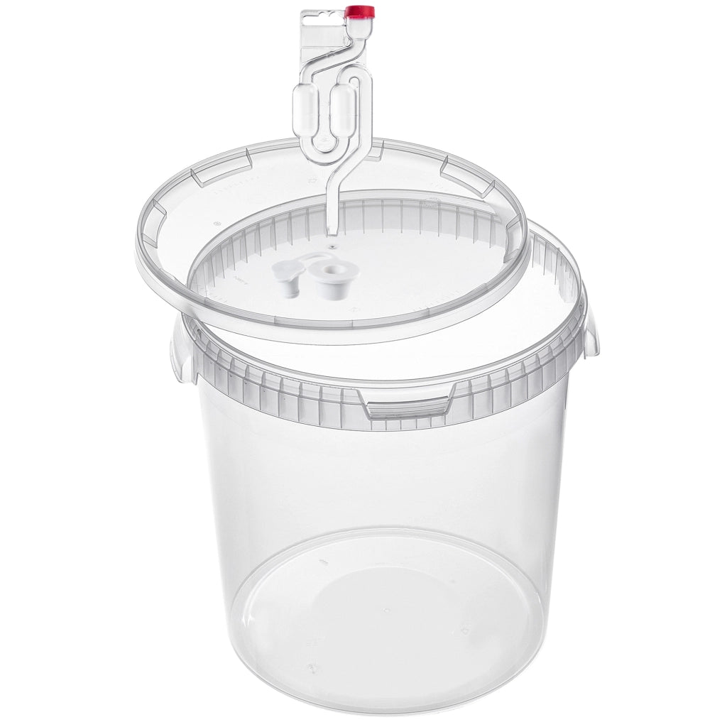 Contenitore di fermentazione KADAX da 33 litri per vino, liquori, birra e sidro, con tappo in sughero.