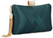 Clutch per donna, borsa serale, borsa a mano designer, clutch per party, portafoglio, grande, verde scuro, penna elegante, piccola