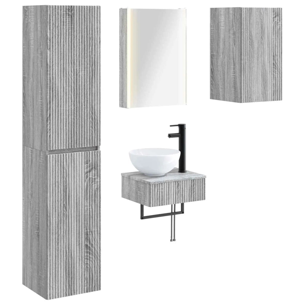 Set di mobili per il bagno 5 pcs Sonoma grigio 3407260