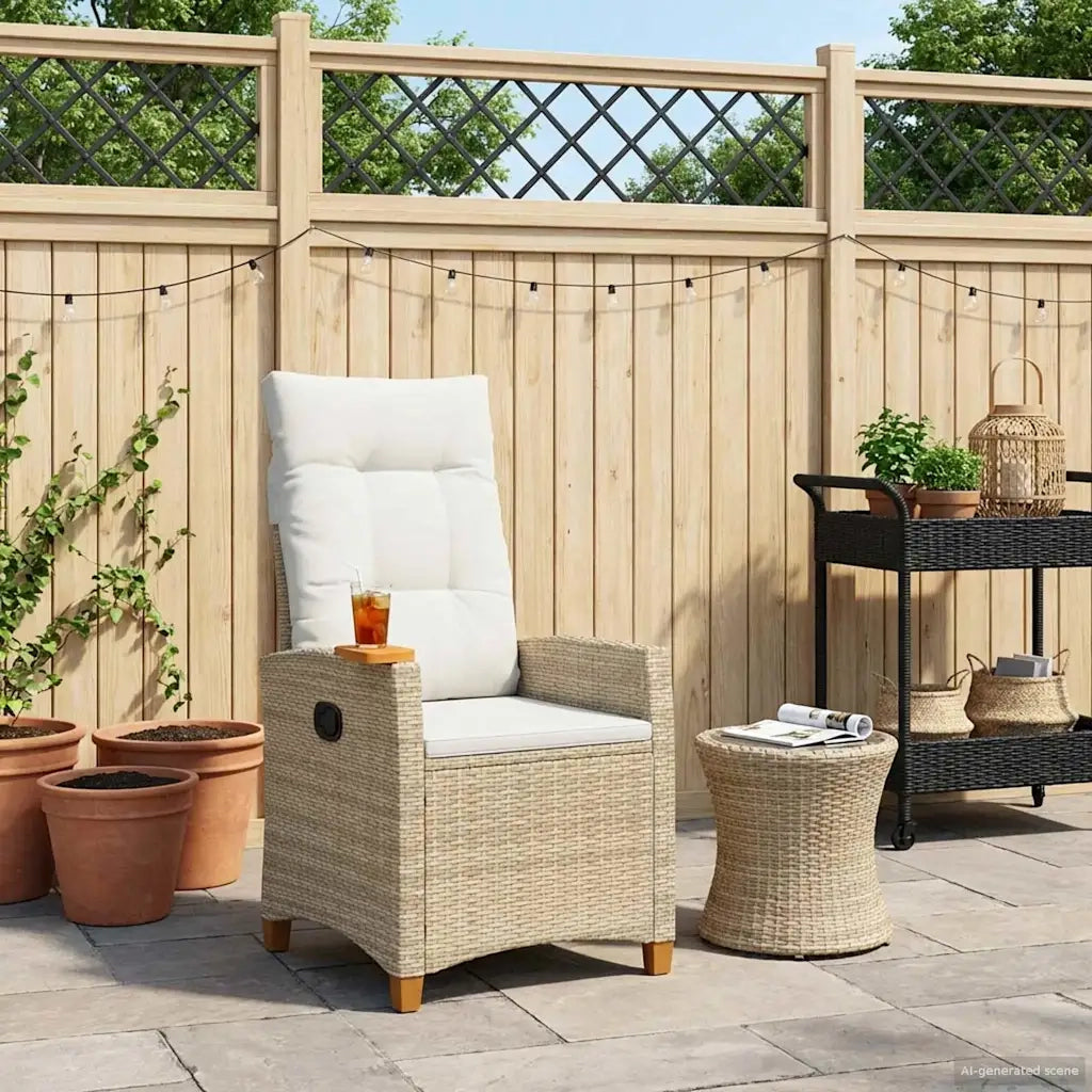 Poltrona reclinabile con tavolino 62 x 64 x 112 cm polyrattan