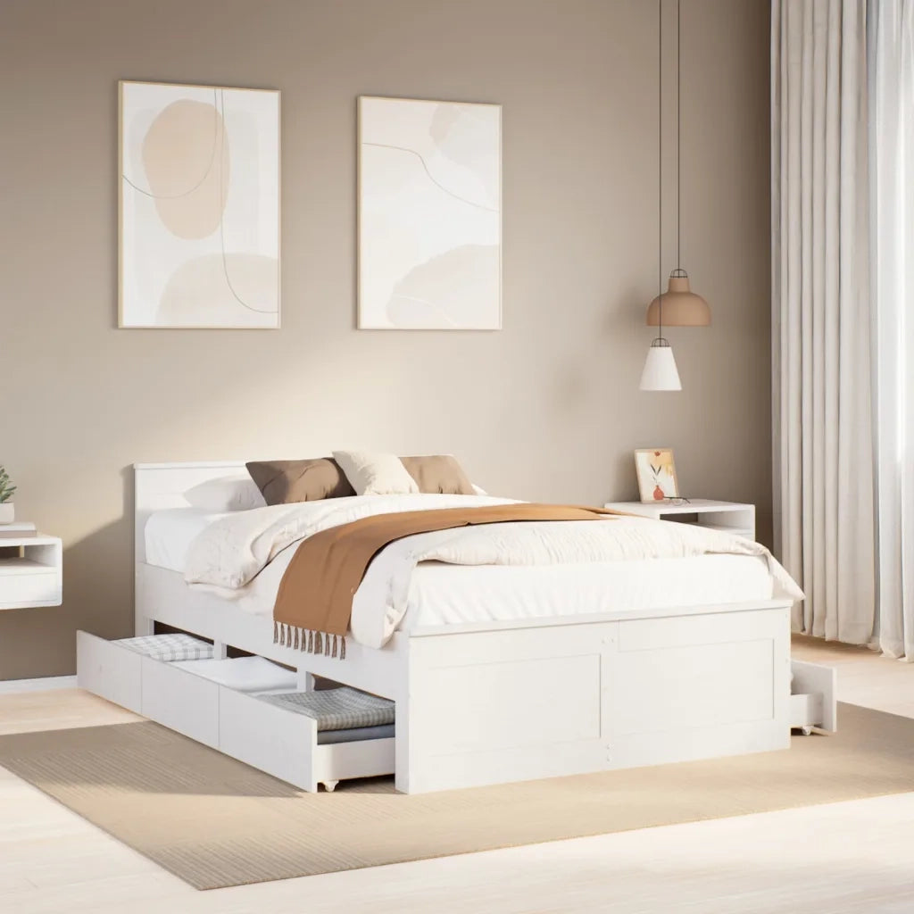 vidaXL Giroletto senza Materasso con Testata Bianco 120x200 cm Pino