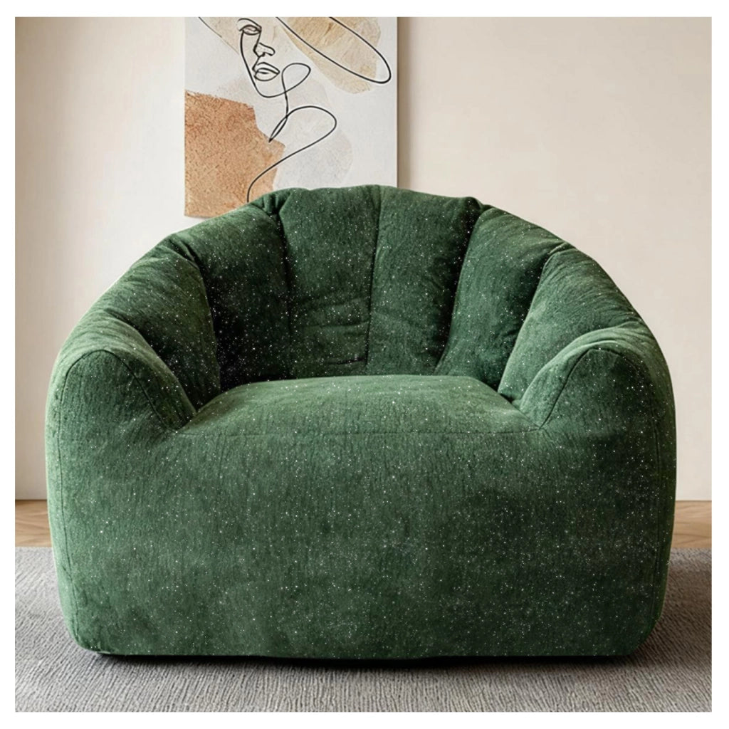 POLTRONA SACCO Rotonda Ergonomica Verde in Flanella