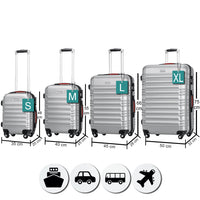 Set 4 Valigie Rigide Trolley Easy Roll Bagaglio a Mano e Stiva da Viaggio in ABS Argento