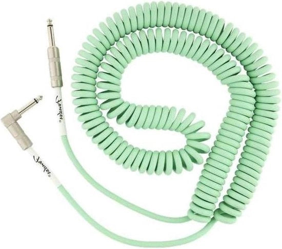 Cavo per chitarra - Cavo spiraletto - 9m - Jack plug a croce/rettilineo - Colore Surf Green