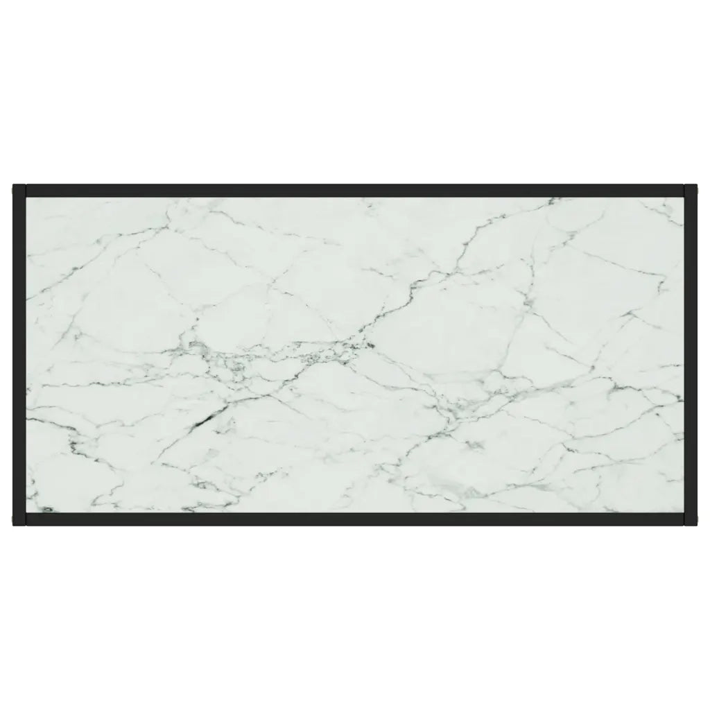 Tavolino da Salotto Nero con Vetro Marmo Bianco 100x50x35 cm  cod mxl 10349
