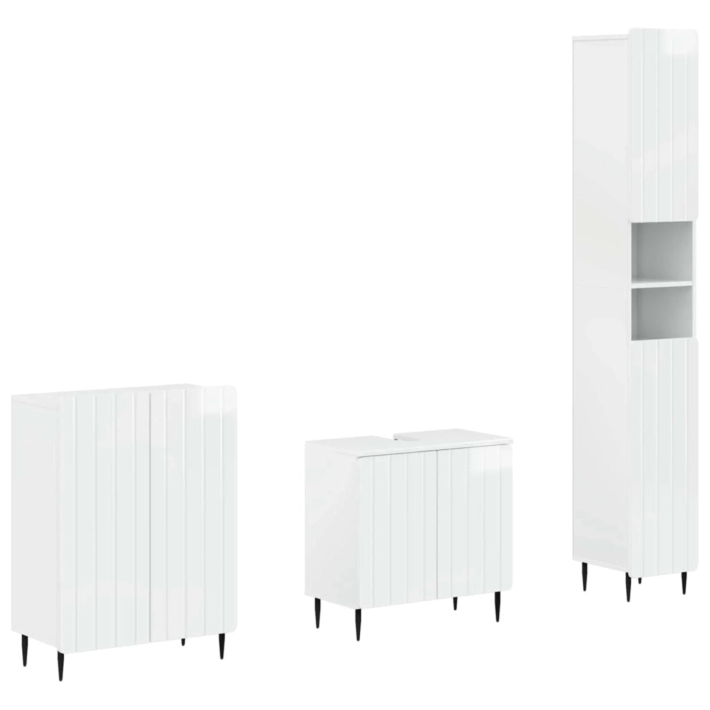 Set di armadietti da bagno in 3 pezzi ZWOLLE Bianco Lucido 3417436