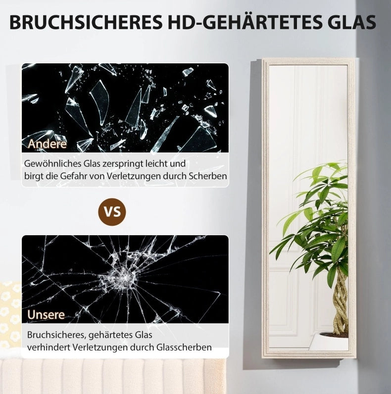 Specchio a figura intera 160 x 50 cm con cornice bianca