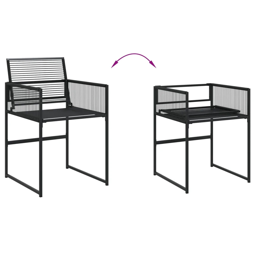 Set da Pranzo da Giardino 5 pz Nero in Polyrattan