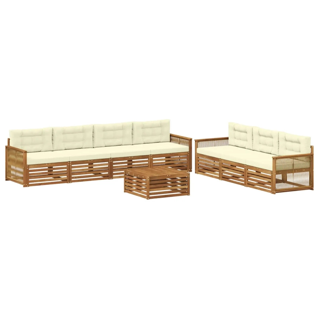 Set di divani da esterno con cuscino 8 pcs Naturale e Crema 3383118