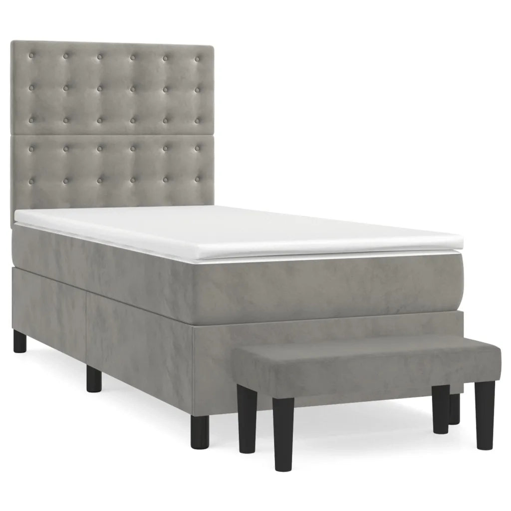 Giroletto a Molle con Materasso Grigio Chiaro 100x200cm Velluto 3138067