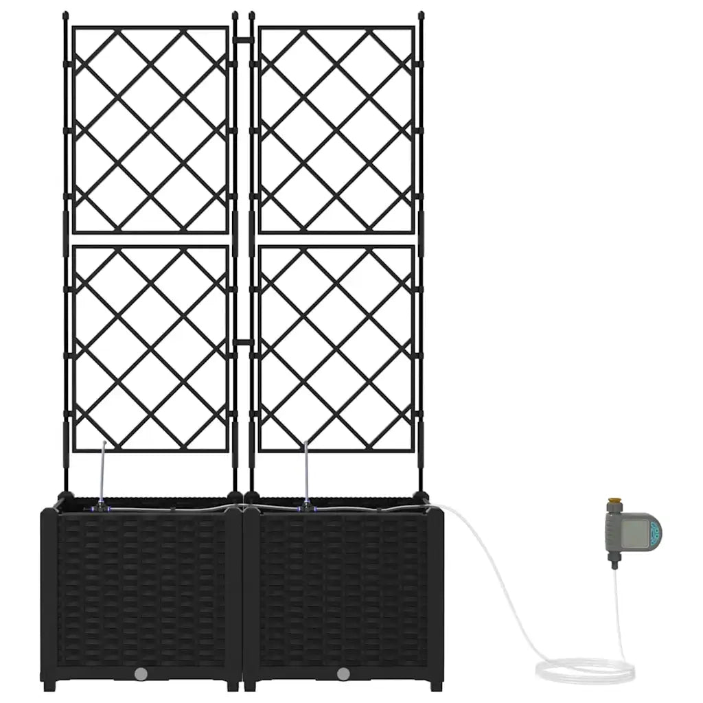Vaso da giardino 2 pcs Nero Plastica 42002851