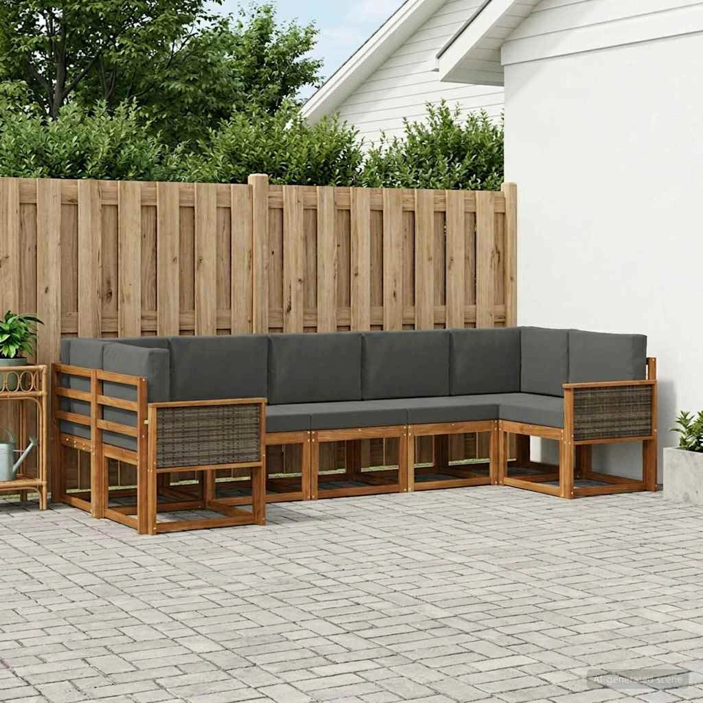 Set di divani da esterno 7 pz Naturale e Antracite 3385508