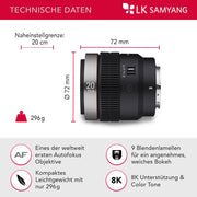 Obiettivo video V-AF 20 mm T1,9 FE compatibile con Sony E, per videocamera, con autofocus risoluzione 8K e lampada Tally, alta intensità luminosa per full-frame e APS-C