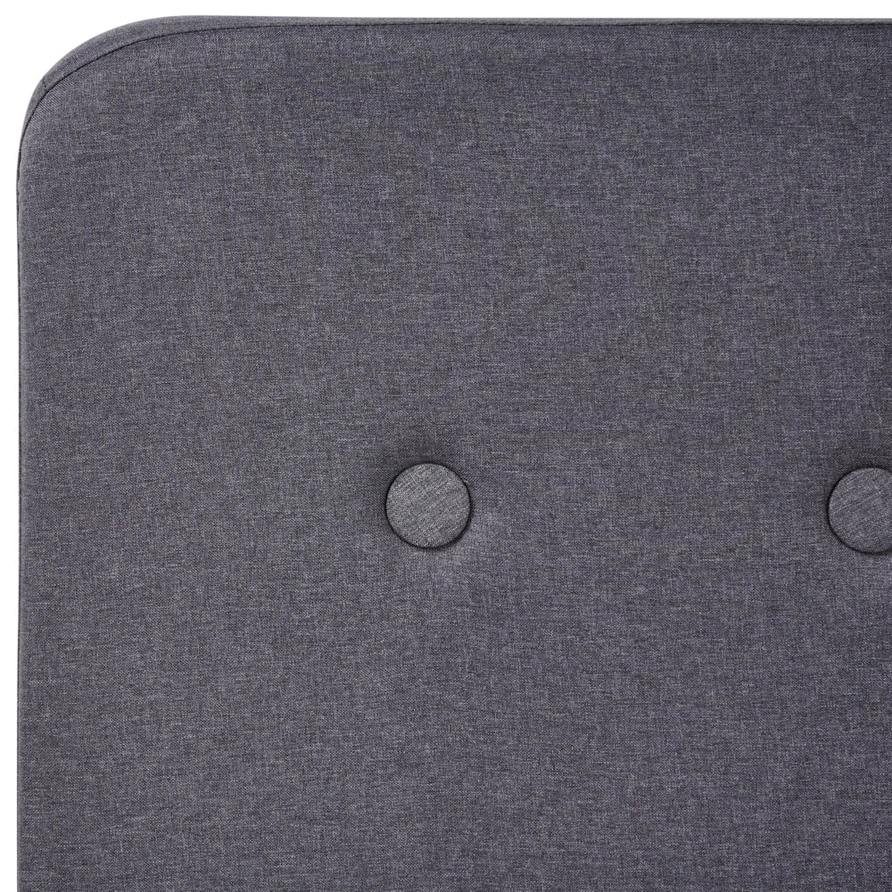 Letto a doghe Tessuto in poliestere grigio scuro Gambe in legno imbottite 90 x 200 Taglia unica Design moderno