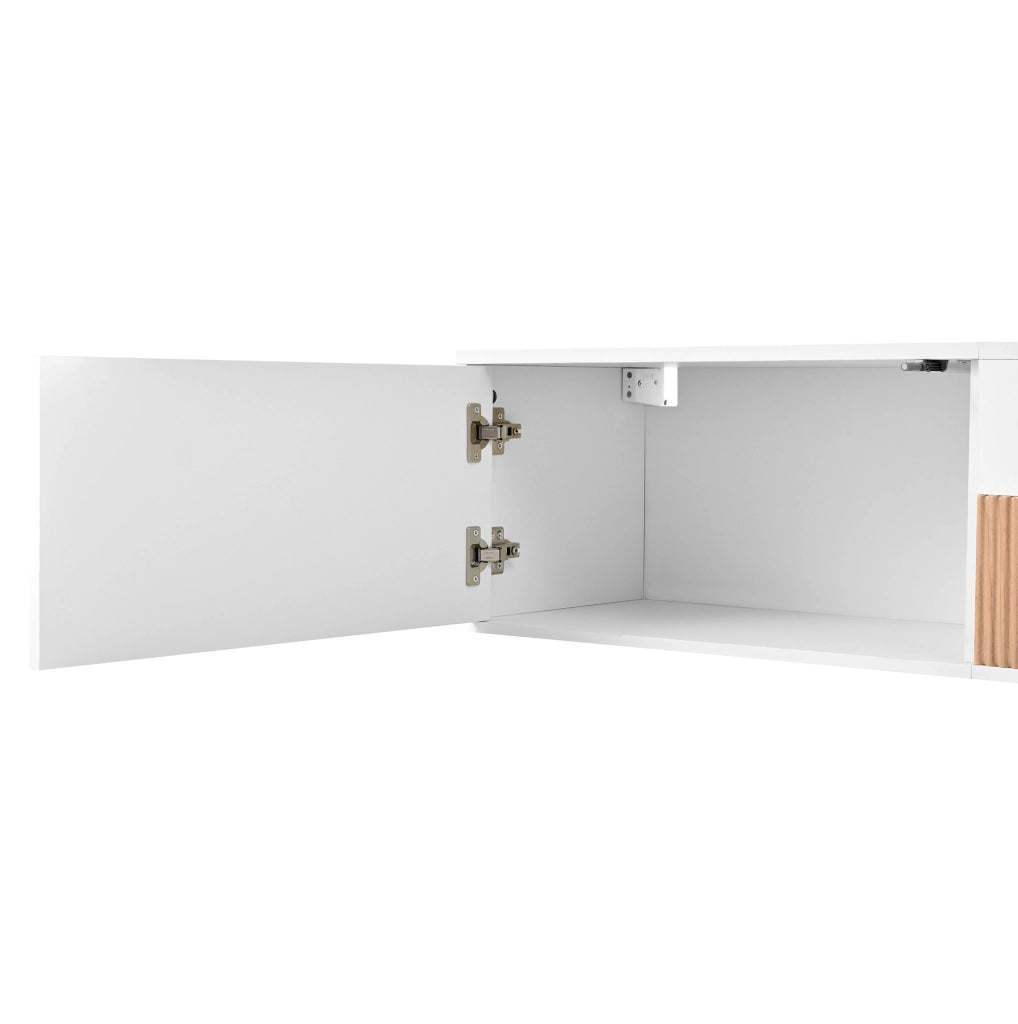 Mobile TV moderno 180 cm bianco con ripiano estraibile per proiettore