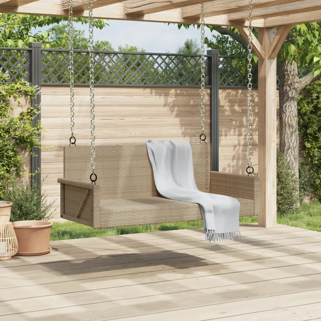 Panca da Giardino | Panchina a Dondolo Beige 119x56x48 cm in Polyrattan