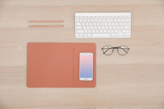 Tappetino per Mouse 34,6x22,5x0,5 cm con Base di Ricarica Wireless Veloce Terracotta