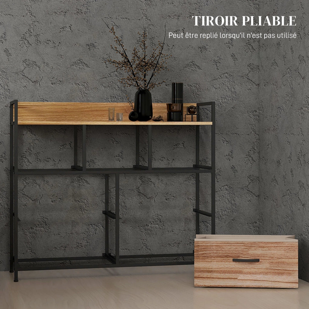 Cassettiera con 7 cassetti in tessuto pieghevole ¨C zephmum ¨C struttura in acciaio nero 98x29x85 cm
