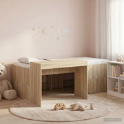 Letto alto per bambini con scrivania Rovere Sonoma 80 x 200 cm