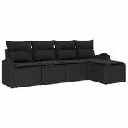 Set di divani con cuscino 5 pz | Set Salotto da Giardino Nero polyrattan