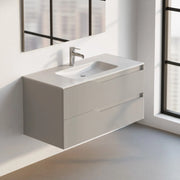 Mobile bagno sospeso Soho colore cashmere opaco con cassetti effetto cannettato 100x45x50H