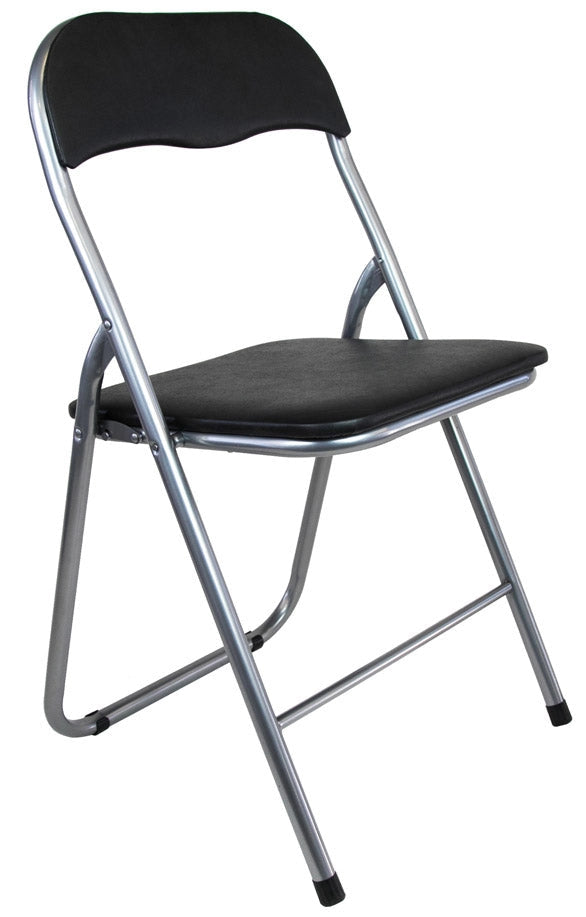 Set 6 Sedie Pieghevole 45x45x45/80 cm in Acciaio e PVC Imbottito Nera