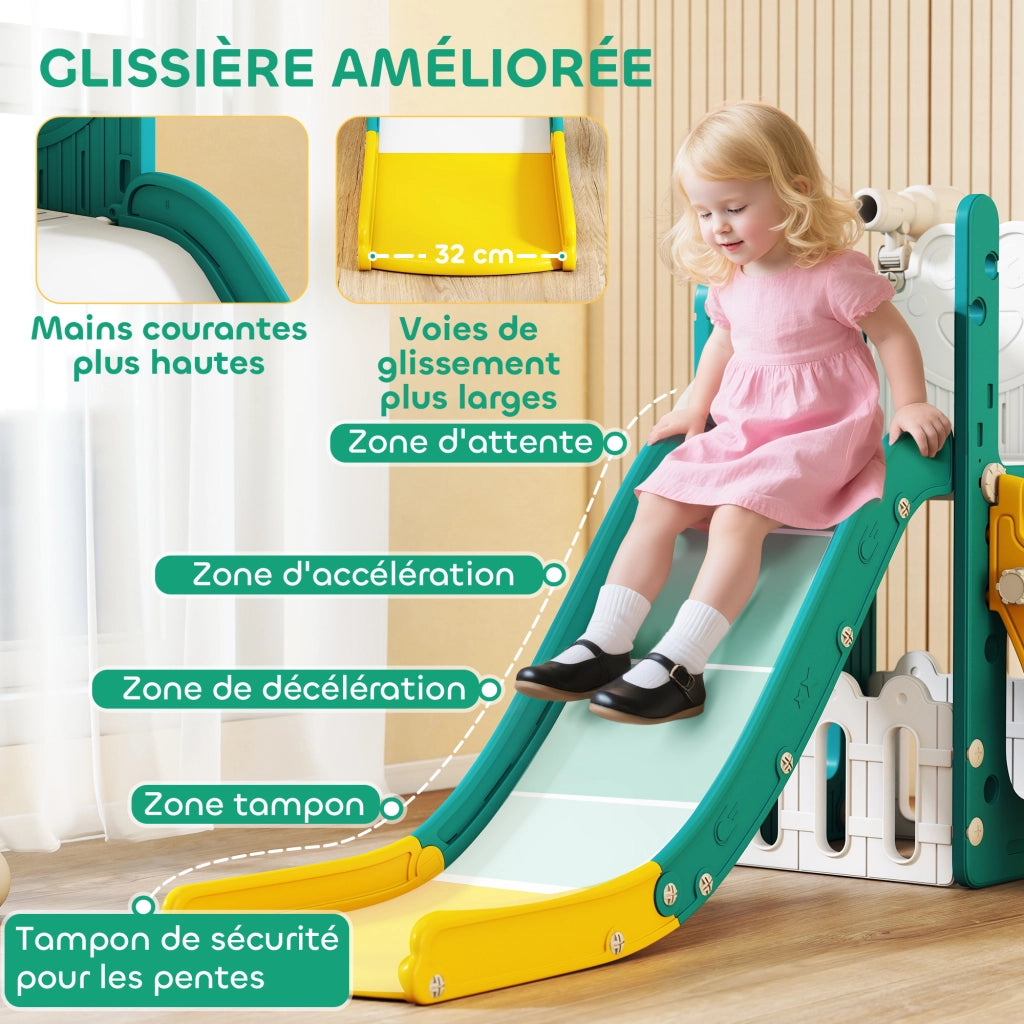 Toboggan 5 in 1 per bambini con canestro ¨C zephmum ¨C 178x70x86cm giallo