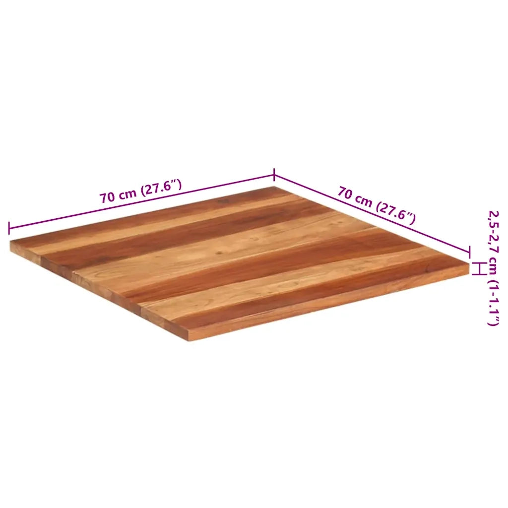 Piano Tavolo in Legno Massello di Acacia 25-27 mm 70x70 cm
