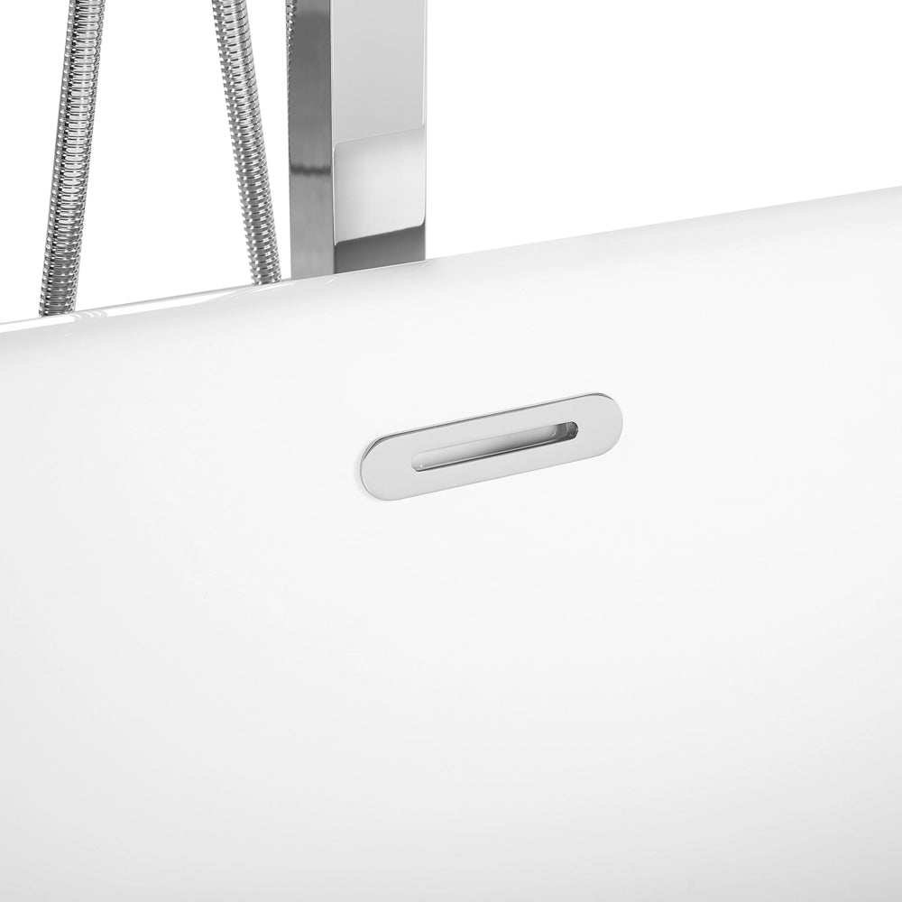 Vasca da bagno autoportante argento lucido sanitario acrilico singolo ovale moderno design minimalista