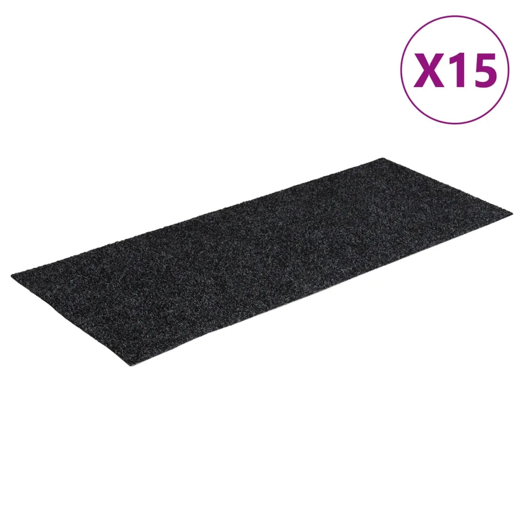 Tappetini per scale autoadesivi 15 pz 60x25 cm Grigio Scuro Rettangolari 326913