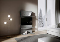 Porta TV a Parete 100x50x170,4 cm con 3 Ripiani Loki A Antracite Spatolato