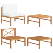 Set Divani Giardino 2 pz Cuscini Crema in Legno di Teak cod mxl 74090