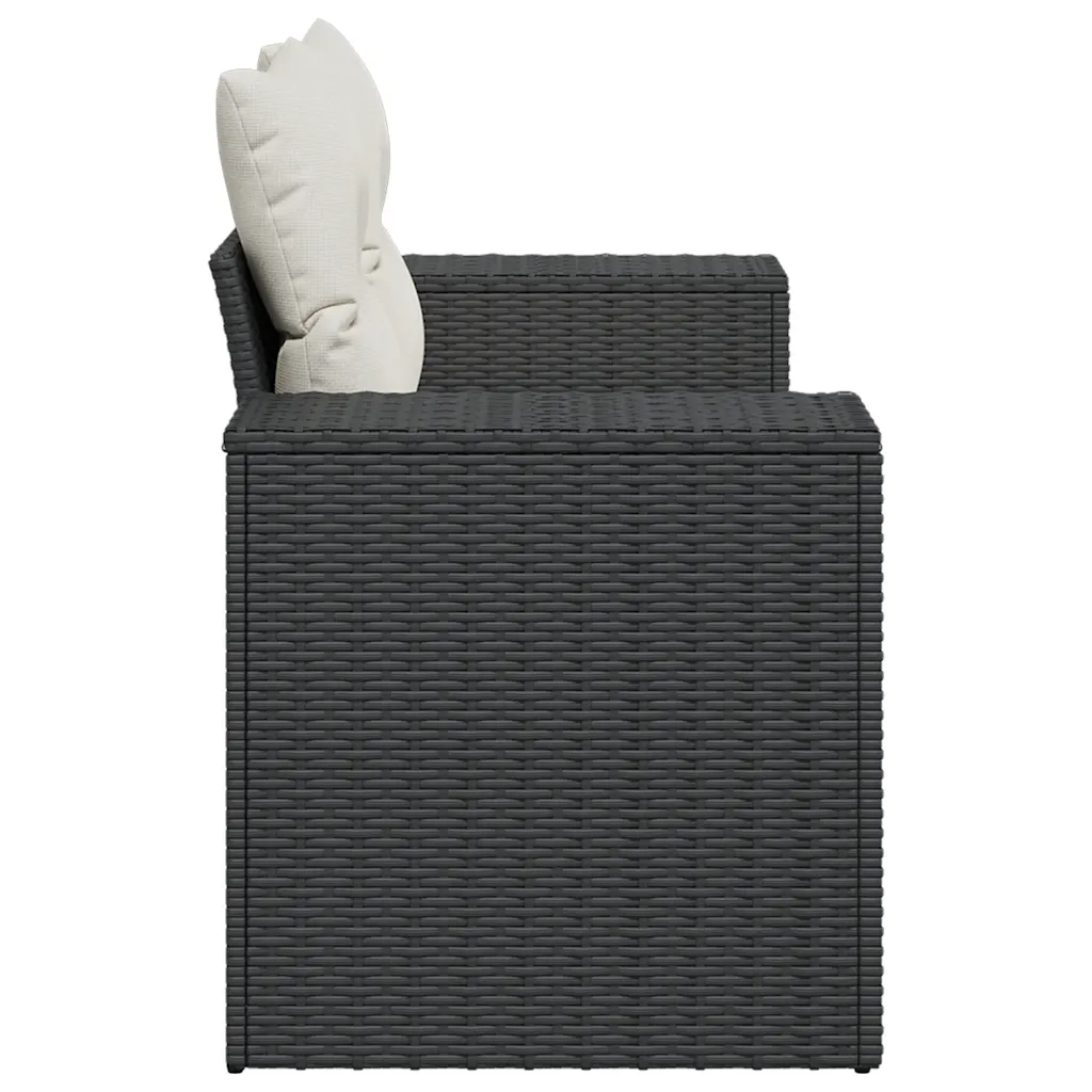 Divano da Giardino con Cuscini a 2 Posti-Sofa da Giardino-Divano da esterno Nero in Polyrattan 469178