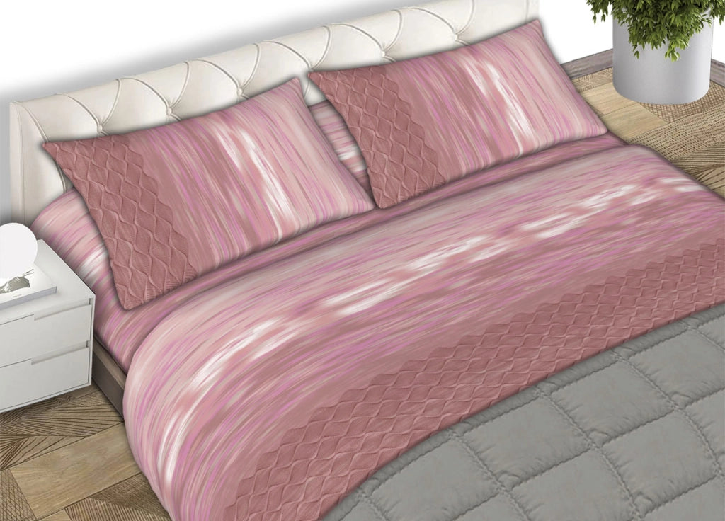 Completo Lenzuola Letto Matrimoniale 100% Cotone Made Italy Dis. Swing CN - 2 Piazze - Rosa Antico