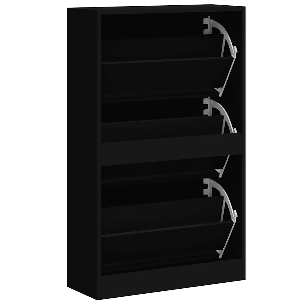 Scarpiera-Scaffale per scarpe Nera 63x24x103 cm in Legno Multistrato