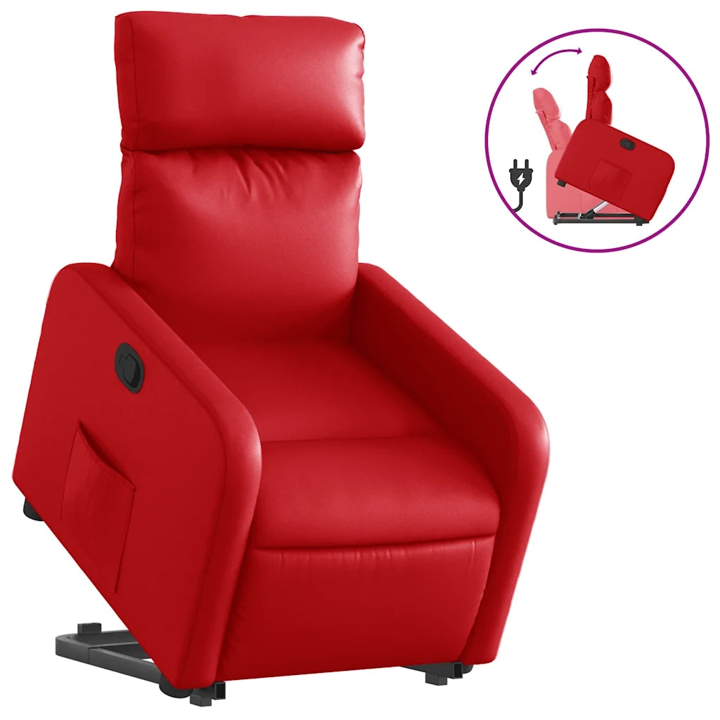 Poltrona | Sedia Relax Alzapersona Reclinabile Rosso in Similpelle