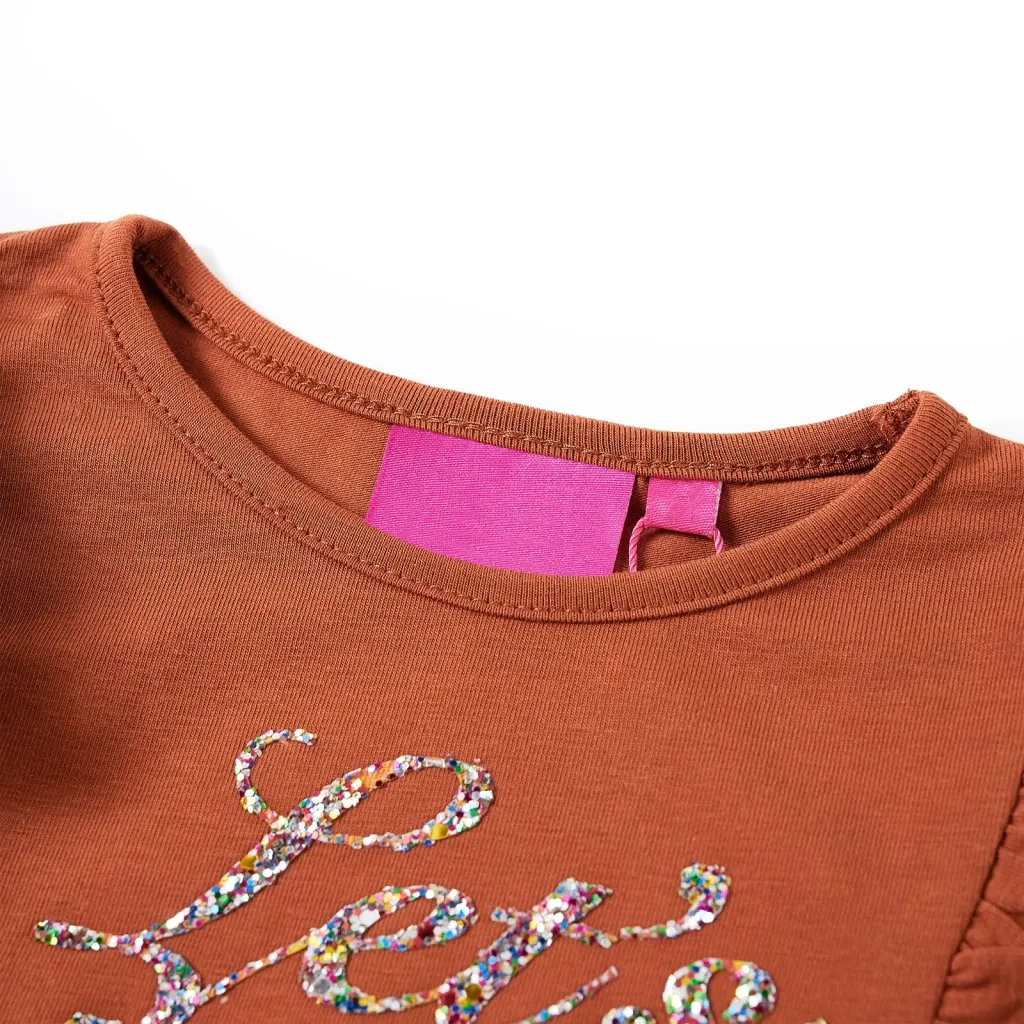 Maglietta da Bambina a Maniche Lunghe Cognac 128cod mxl 108645