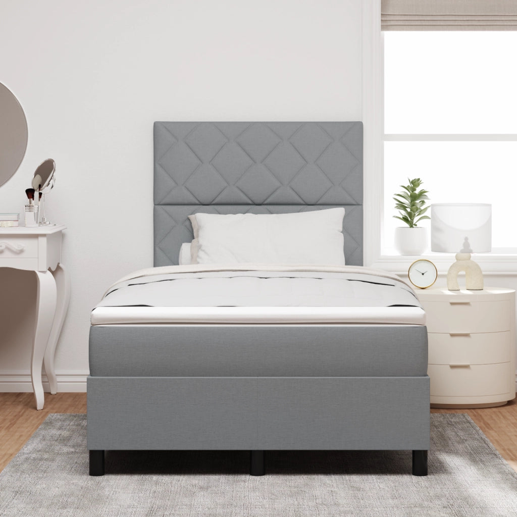 Letto con Box Spring con Materasso Grigio Chiaro Piccolo Doppio Tessuto