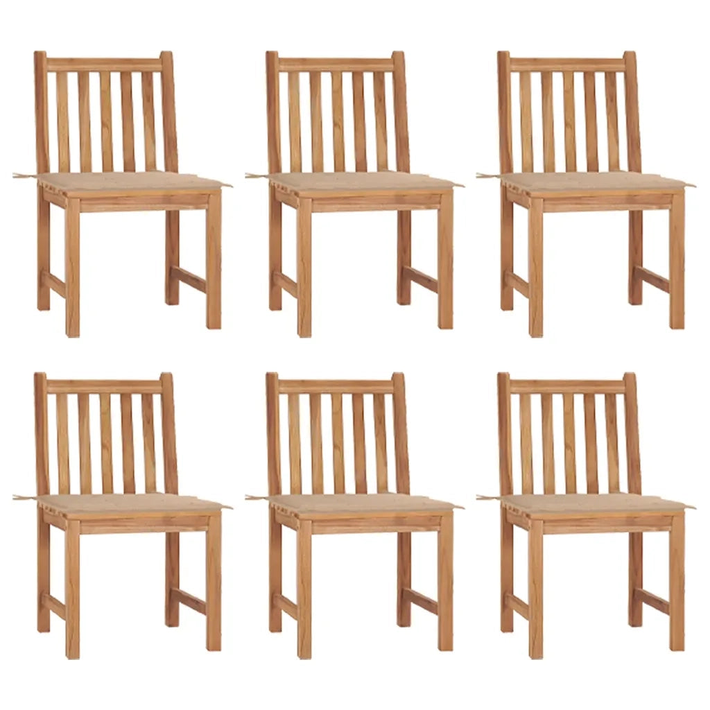 Sedie da Giardino 6 pz con Cuscini in Legno Massello di Teak cod mxl 8374