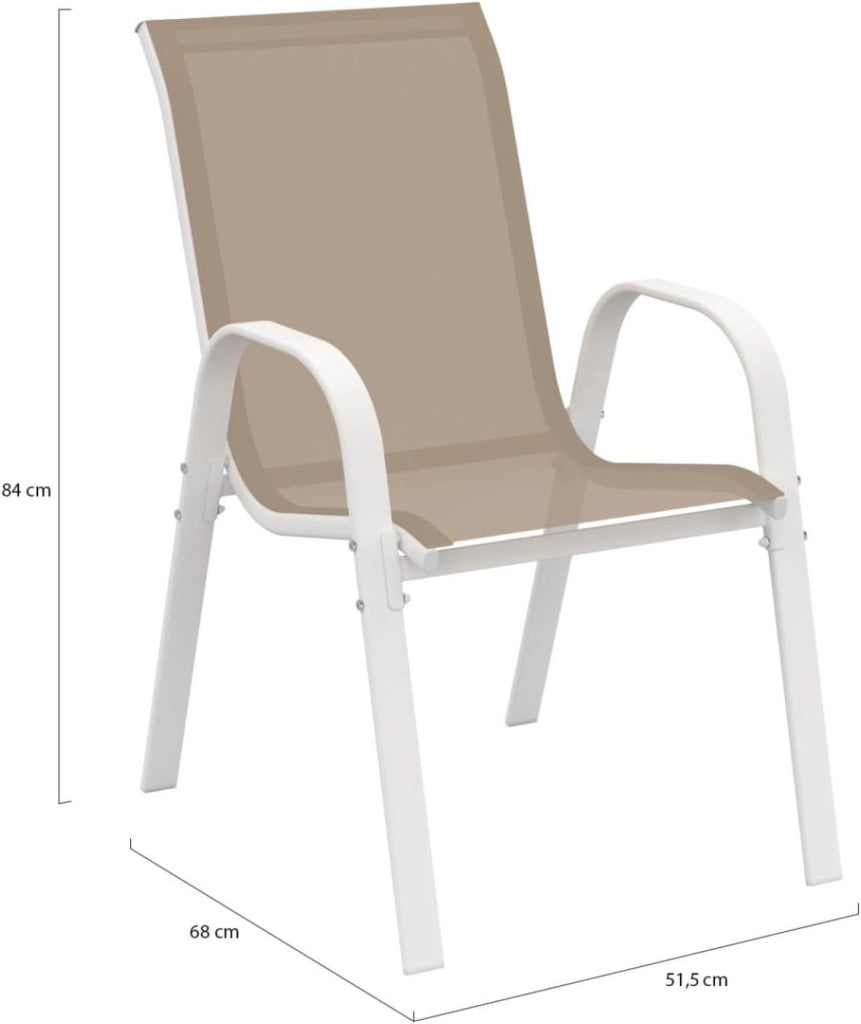 Set di 4 sedie impilabili da giardino LYMA in metallo e textilene in bianco e beige